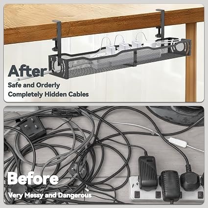 Tronvia |Cable Management, 25.3'' Under Desk Cable Management Tray No Drill - Image 3